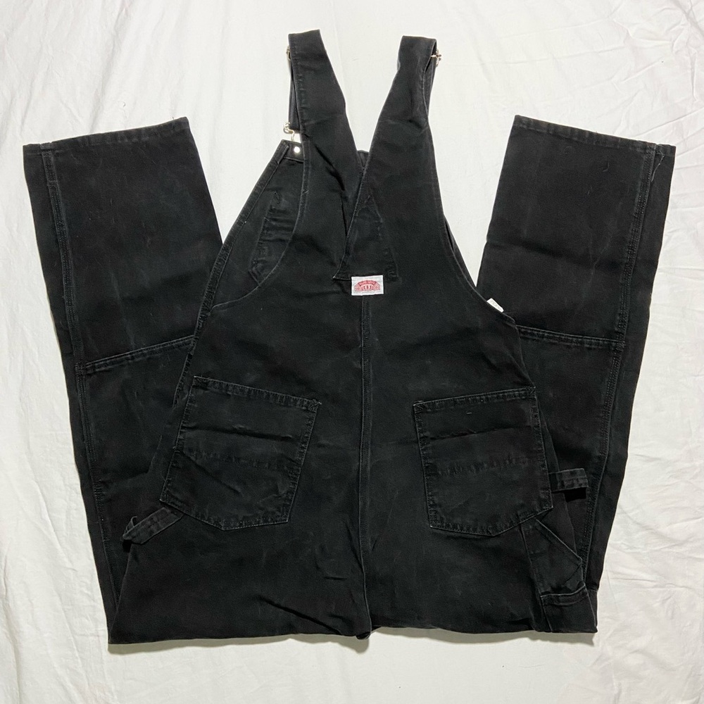 Round House Men's Black Canvas Double Front Bib Overalls 36x32 - Picture 7 of 8